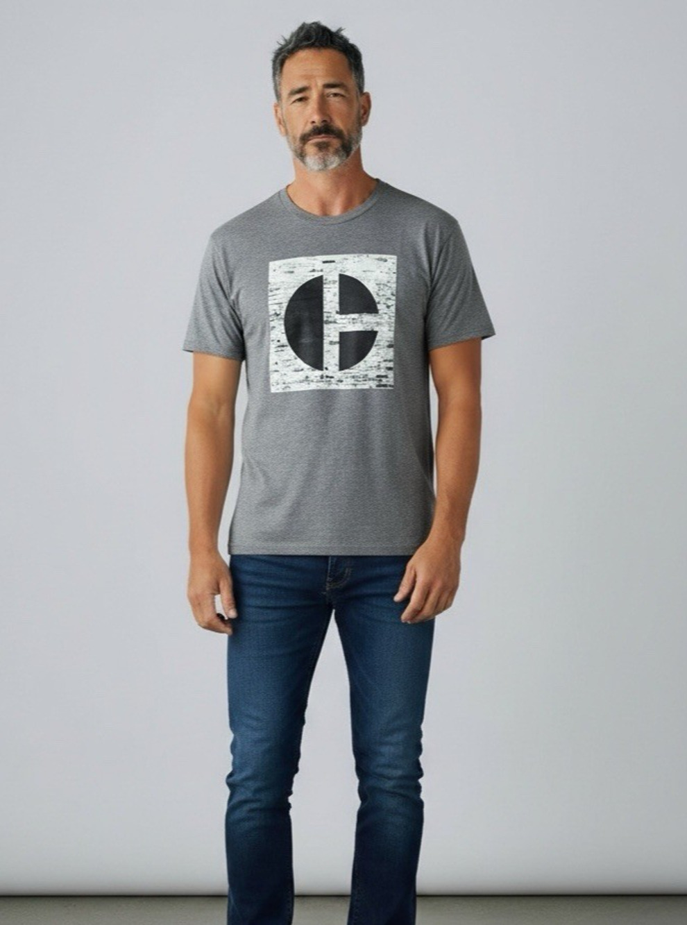 Caterpillar CAT "C" Logo Brick Graphic Short Sleeve Gray T-shirt ~Large